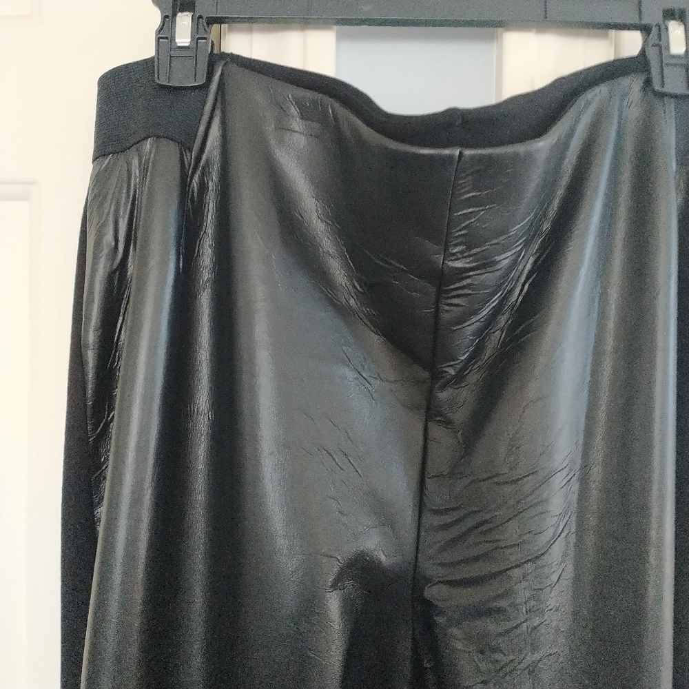 Chaps Black Faux Leather Pants Leggings 1X - Picture 7 of 10